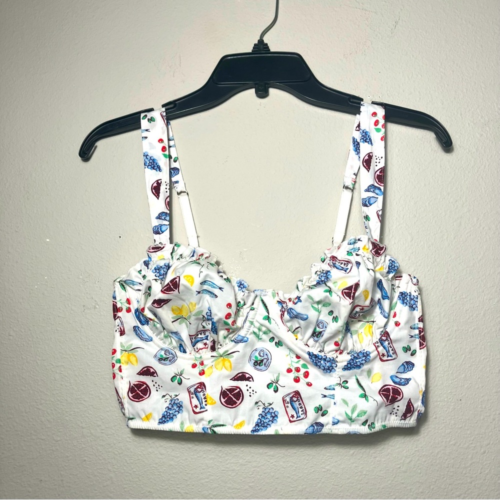 NWOT Colsie Corset Bra summer white print cotton lingerie size small festival